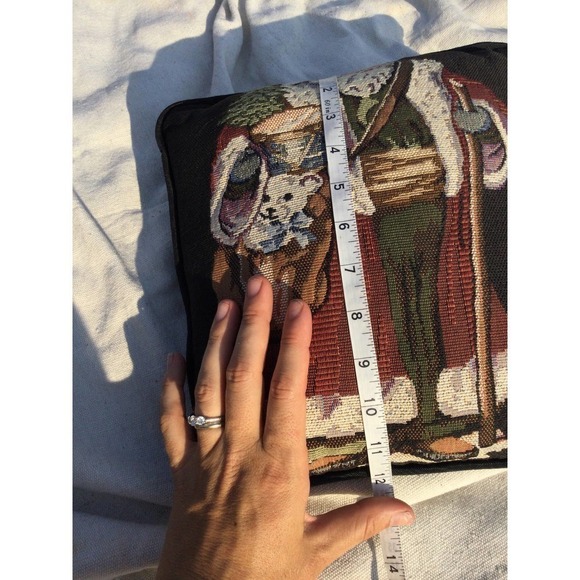 Vintage Santa pillow bear rectangle tapestry Christmas home decor accent sz 12” - Picture 5 of 8